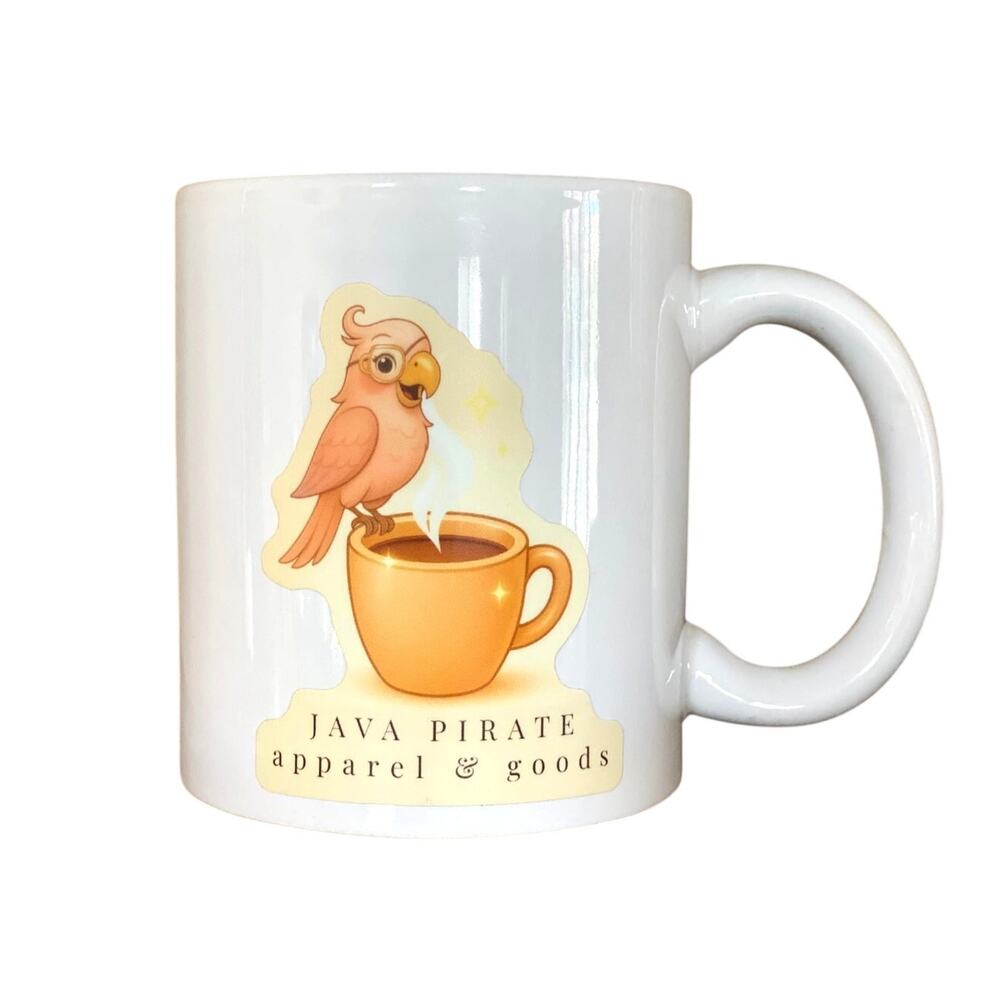Java Pirate Apparel & Goods Limited White 11 oz Signature Logo Mug Coffee Cup - Picture 4 of 10